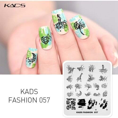 KADS Nail Stamp Plate Geometric Pattern Giraffe Whale Butterfly Image Template Fashion Design Stencil for DIY Nail Art Stamp