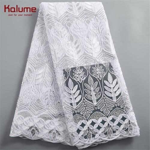 Kalume African Net Lace Fabric Tissue Brocade High Quality Nigerian French Lace Fabric For Wedding Party Celebration Dress H2466