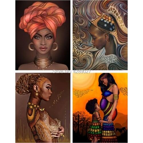 Character Diamond Painting African Women Full Drill Cross Stitch DIY Home Decoration Pregnant African Woman Diamond Embroidery