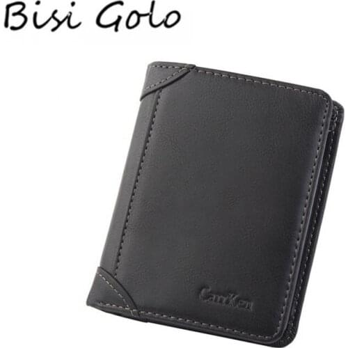 BISI GORO PU Leather Wallet Men Credit Card Holder Short Design Quality Fashion Casual Money Bag 2020 New Card Wallet Purses