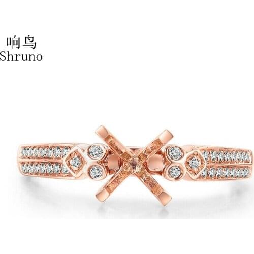 Shruno Round 6mm Prong Setting Natural Diamond Semi Mount Ring Solid 10K Rose Gold Handmade Fine Jewelry