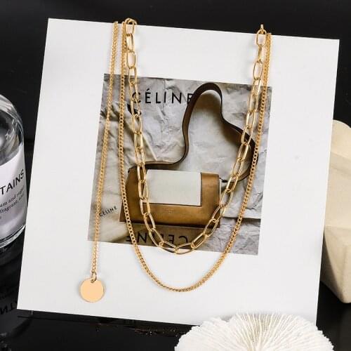 LOVR Gold Color Multi-Layer Pendant Necklace For Women Coin Nacklace Avatar Zinc Alloy Statement Clavicle Chain Jewelry Gifts