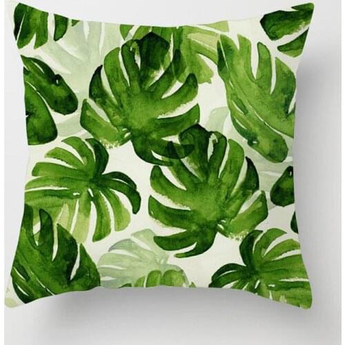 Fashionable Tropical Plant Polyester Office Fabric Sofa Pillow Home Peach Skin Velvet Pillow Case Without Core