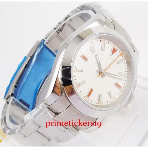 40mm bliger business sterile dial orange hands stainless steel MINGZHU/MIYOTA automatic mens wristwatch