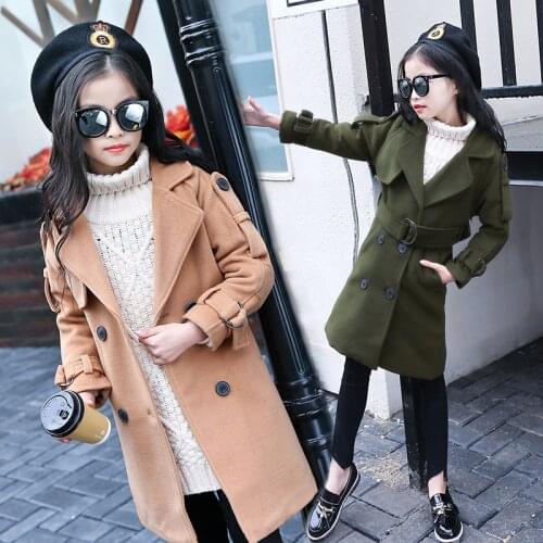 New 2021 Autumn Winter Kid Girls Coat Warm Woolen Coat Overcoat Thick Baby Girl Outerwear Jacket Children Girls Clothes W175