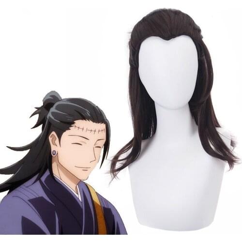 Anime Jujutsu Kaisen Geto Suguru Cosplay Wig Long Black And Brown Beauty With Pointed Back Suitable For Various Scenes