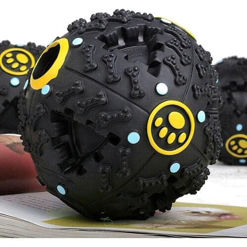 Pet Dog Squeaky Toys S M L Big Dog Toy Pet Dog Voice Sound Ball Toy Feeding Food Ball Pet Toy Ball Lovely Black Color