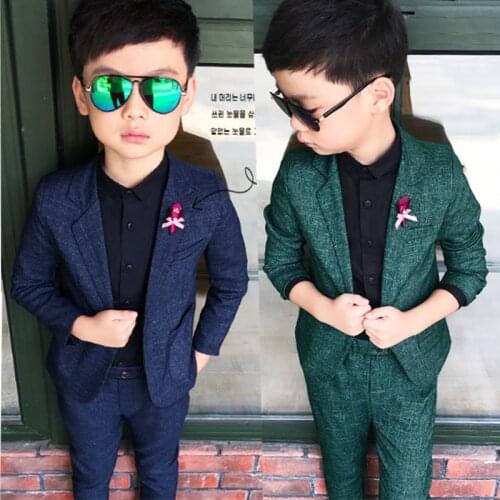 Retail one set child blazer suit good quality kid autumn kts wedding flower boy dress slim and fashion style children suit
