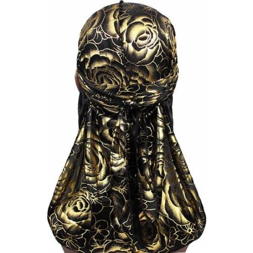 Unisex Floral Print Men Women Silk Durag Summer Breathable Long Tail Bandanas Hat Do Du Rags Hair Cover Waves Cap Pirate Hat Hot