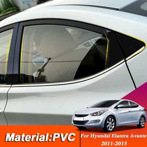 Car Styling PVC Sticker For Hyundai Elantra Avante 2011-2015 Car Window Trim Sticker Middle Column Stickers External Accessories