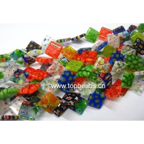 Handmade Lampwork Glass Square 10mm Millefiori Glass Loose Beads Wholesales, 200pcs/lot