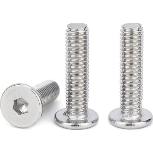 5-50pc CM M1.6 M2 M2.5 M3 M4 M5 M6 304 Stainless Steel Hex Hexagon Socket Ultra Thin Super Flat Wafer Head Allen Cap Screw Bolt
