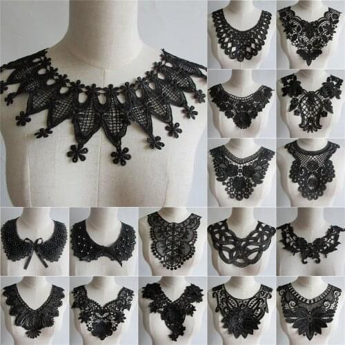 High Quality Black Embroidery Applique Lace Neckline DIY Fabric Sewing Lace Collar Decoration Ladies Dress Accessories Supplies