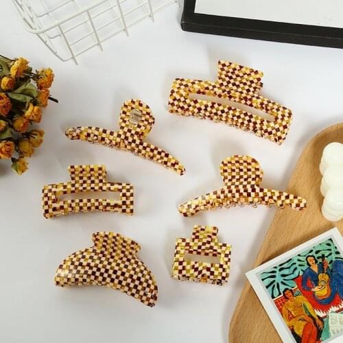 High Quality Geometric Acetate Hair Claws Large Square Hair Crabs Clip Lattice Hair Clamps for Women Hair Accessories Barrettes