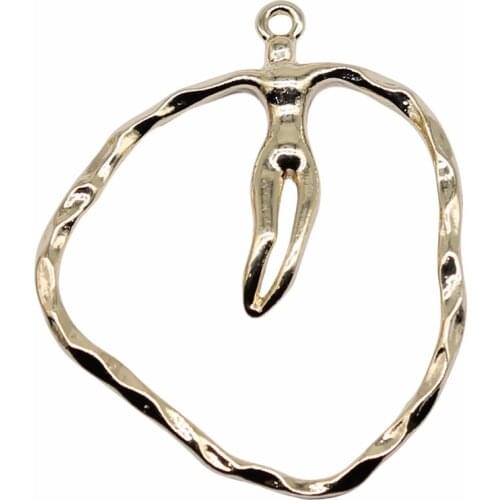 WYSIWYG 4pcs 40x35mm KC Gold Color Geometry Charms Pendant For Jewelry Making Earring Making Accessories