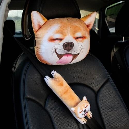 Cartoon Cute 1PC Car Neck Pillow Headrest Neck Rest Support Cushion Neck Pillow Headrest & Safety Seat Belt Shoulder Strap Pad