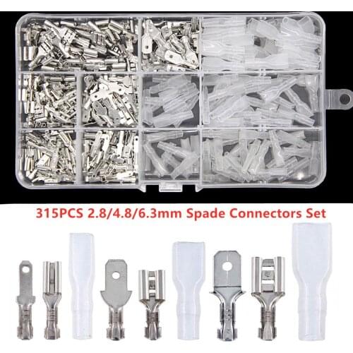 315pcs 2.8/4.8/6.3mm Insulated Seal Electrical Wire Connectors Female and male Crimp Terminals Connector Assortment Kit