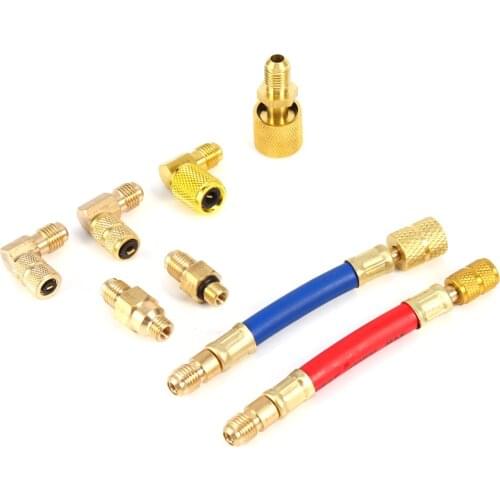 R134A R12 Car A/C Air Conditioner Refrigeration Converting Adapter Connector Hose Set Kit