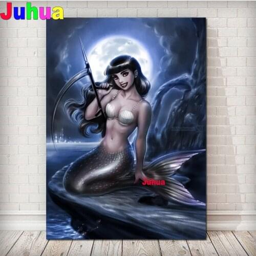 Fantasy Gothic Mermaid Pattern Diamond Painting Diamond embroidery 5d diy Full Square round diamond pictures of rhinestones
