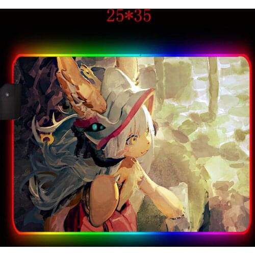 Anime Big MousePad RGB Locking Player LED Gaming Accessories Office Desk Mat Natural Rubber Waterproof Anti-slip Carpet Mat