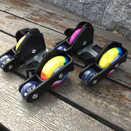 Children Sports 4 Wheels Pulley Lighted Flashing LED Wheels Heel Skate Rollers Skates Shoe Flashing Roller Skate Shoes Kids Gift
