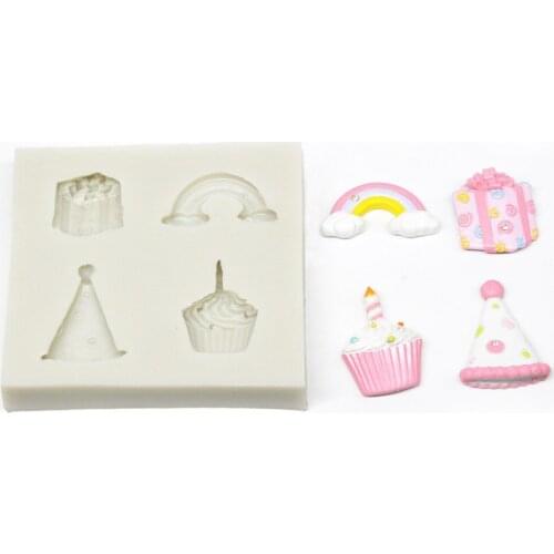 Unicorn Rainbow Cloud Christmas Hat Gift Bag Cake Chocolate Silicone Mold Cake Decorating Tools Birtbday DIY Baking Tools