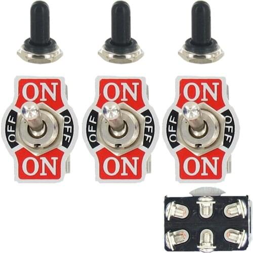EE support 3 X Heavy Duty 20A 125V DPDT 6P On/Off/On Auto Car Rocker Toggle Switch Waterproof Boot Sale