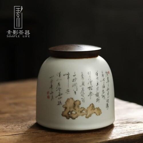 Chinese Style Ceramic Tea Caddy Vintage Sealed Tea Jar Container Storage Of Tea Bags Box Caja Para Te Kitchen Organizer BC50CG