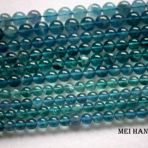 Meihan Free shipping 8mm 10mm 12mm natural Blue Fluorite smooth round loose beads for jewelry making design