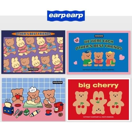 Ins Cartoon Bear Cute Postcard Greeting Card Multi-function Double Sided Thank You Blessing Card Room Wall Decorative Sticker