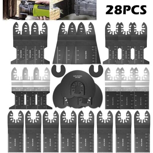 28pcs Multi-Function Saw Blades High Carbon Steel Precision Oscillating Multitool for Cutting Diy Wood Power