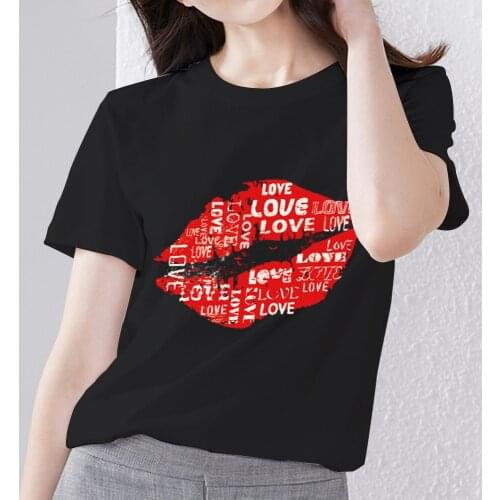 VOGUET Women T-shirt Street Style Skulls Pattern Youth Female Tee Shirt Classic Black O-Neck Print All-match Ladies Short Sleeve