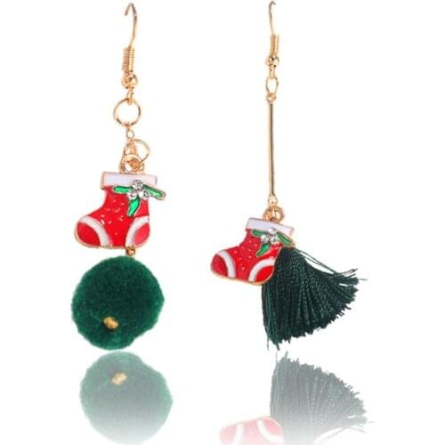 2020 New Christmas Gift Ornament Earrings Female Earrings Korean Style Tassel Long Hair Ball Earrings