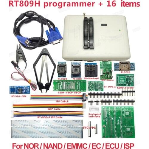 Original Universal RT809H EMMC-NAND FLASH Programmer + 16 Items WITH CABELS EMMC-Nand Free Shipping