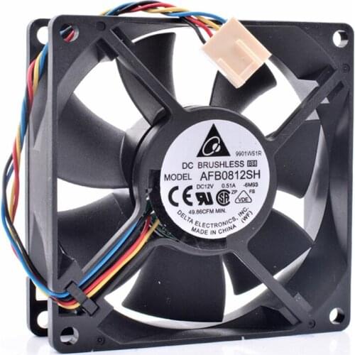Original AFB0812SH 8cm 8025 80mm fan DC12V 0.51A 4 lines pwm computer chassis CPU large air volume cooling fan