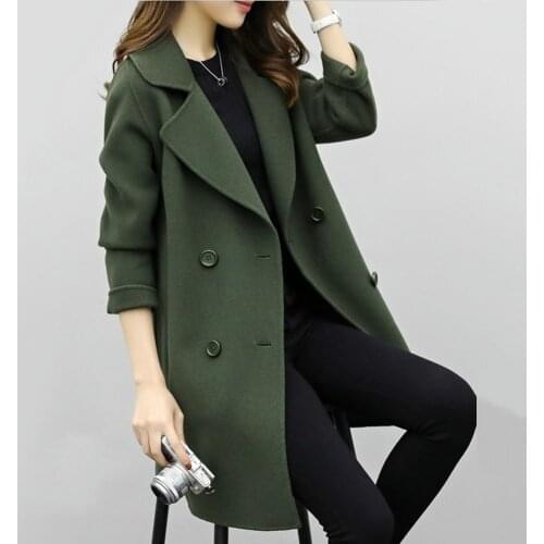 Two Breasted Ladies Long Sleeve Loose Suit Coat Jacket Women blazers Female Solid color long suit loose sliming jacket