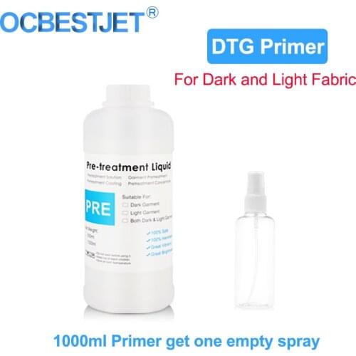 1000ML DTG Primer Pre-Treatment Liquid For Textile Ink For DTG Printer with 100ml Empty Spray (For Light And Dark Color Fabric)