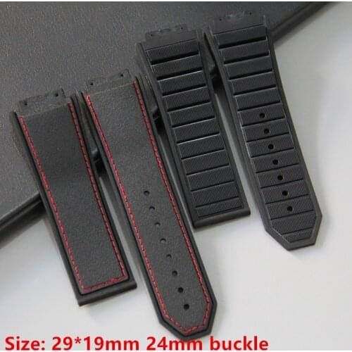 Top grade Black 29*19mm nature Silicone rubber watchband watch band for Hublot strap for king power series with logo on
