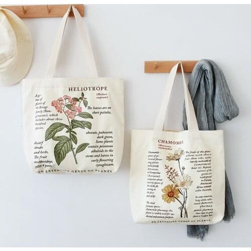 Retro Literary Canvas Bag Womens Shoulder Bag Fashion Cotton Letter Shopping Shopper Ladies Hand Bags Tote Bags for Women 2021