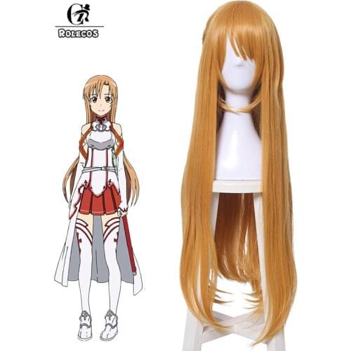 ROLECOS SAO Asuna Yuuki Cosplay Hair Sword Art Online Alicization Cosplay Headwear Long Women Hair 80cm 31.49inches Synthetic