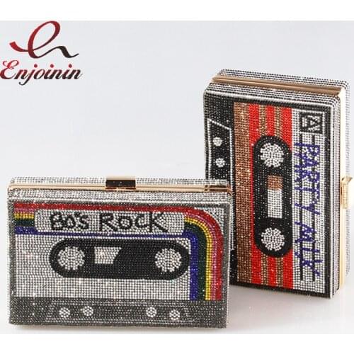 Luxury Rhinestone Radio Style Party Clutch for Women Fashionable Female Purses and Handbags Designer Bag Chain Shoulder Bag 2021