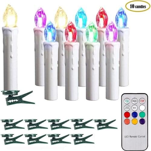 10pc/lot New Years LED Candles with Remote Control 6 Colors Flameless Candle for Home Christmas Tree Party Holiday Decoration
