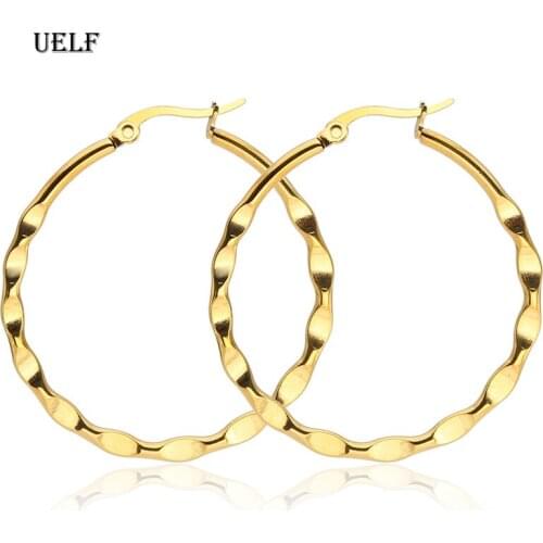 Uelf Hoop Earrings Circle Earrings Simple Earrings Big Circle Gold Loop Earrings For Women fashion jewelry womens accessories