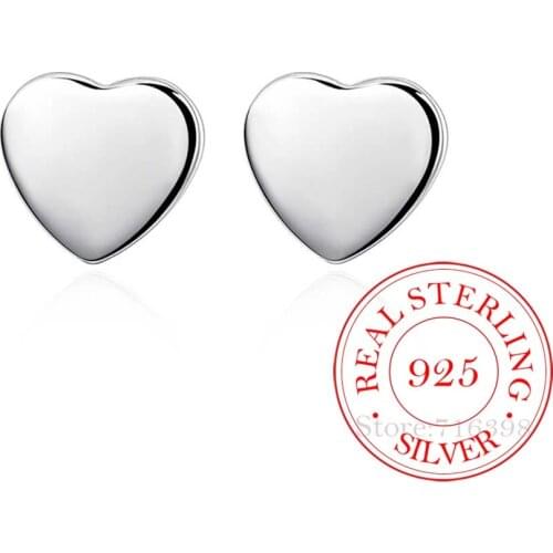 High Quality 925 Sterling Silver Women Jewelry Korean Silver Cute Love Heart Stud Earrings for Women 2020 Wedding Party Gift