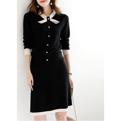 Two Piece Set Women Skirts Long Sleeve Crop Tops+Pencil Skirt 2 Piece Set women Women Sweater+Knitted Skirt Set Winter Suit