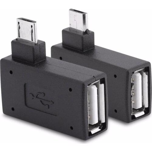 10pcs/lot Micro Adapter USB 2.0 Female to Male Micro OTG Power Supply 2018 Port 90 Degree Left 90 Right Angled USB OTG Adapters