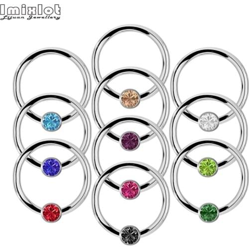 10PCS Steel CBR Piercings BCR Gem Closure Nipple Lip Eyebrow Nose Ring Crystal Daith Rook Ear Septum Helix Tragus Piercings 16G