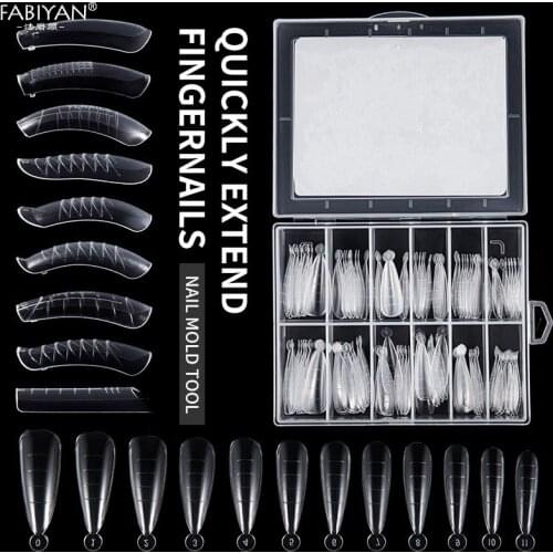 100/120pcs Nail Art UV Extend Gel Quick Building Nail Mold Tips Full Cover False Tip DIY Manicure Tools