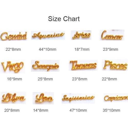 12pcs Luxury Nail Charms 3D Alloy Gold Constellation Letters Shape Nail Rhinestones GemsNail Art Decorations