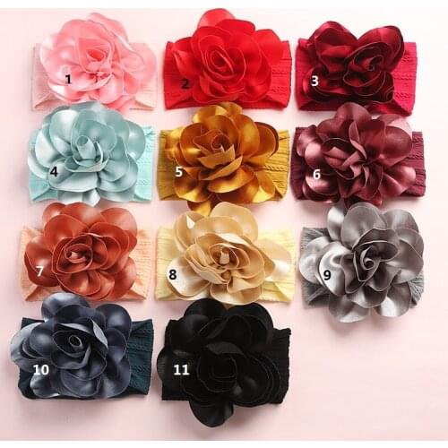20pc/lot Large 6" Chiffon Flower on Wide Nylon Headband kids girl nylon elastic strench headband Children Girls Hair Accessories
